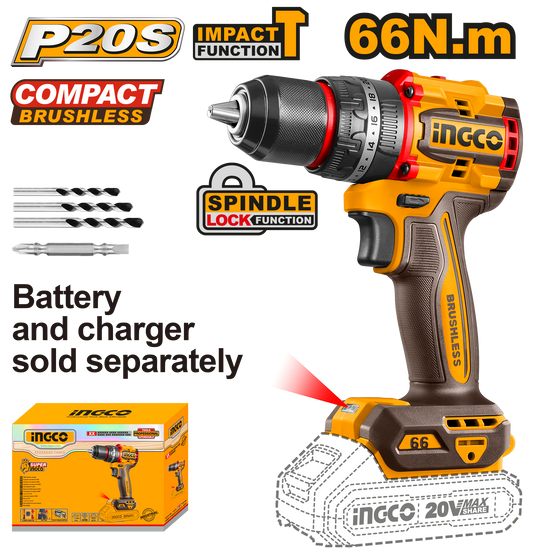 Ingco Cordless Impact Drill 20V 66nm