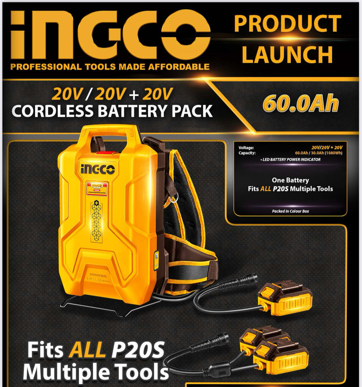 Ingco Battery Backpack 60A