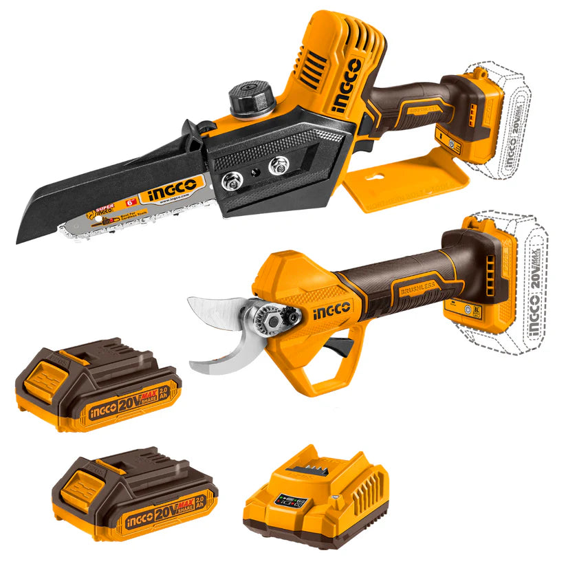 Ingco Cordless Shear and Chainsaw Kit